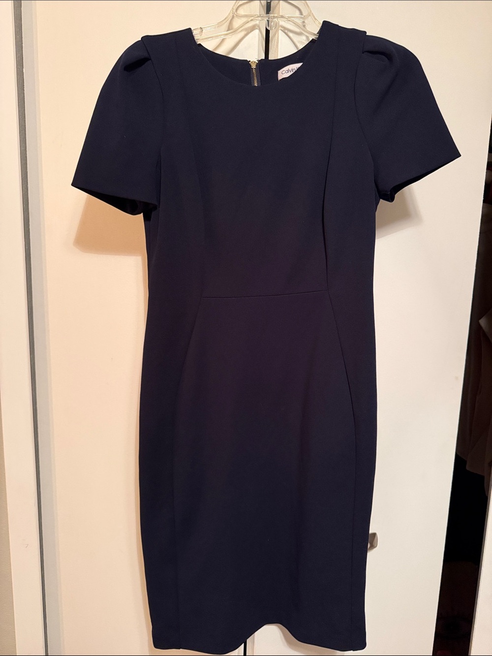 Calvin Klein Navy Short-Sleeve Sheath Dress
